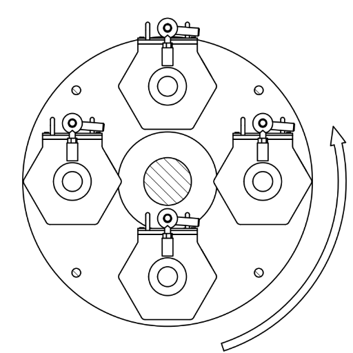 Schéma intérieur d'une centrifugeuse satellitaire